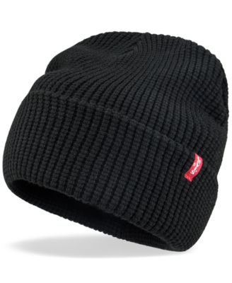 Men's Waffle Beanie & Woven Plaid Scarf Set