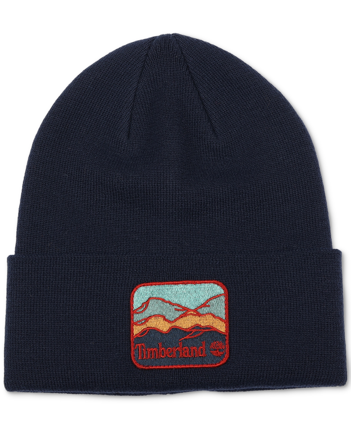 Timberland Men's Embroidered Mountain Logo Patch Beanie In Peacoat