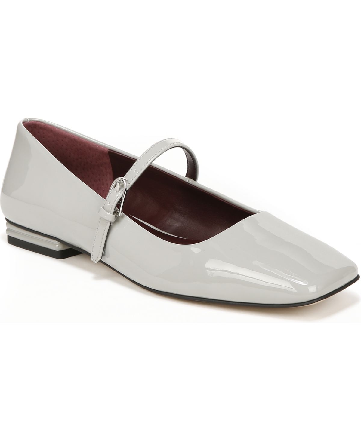 Franco Sarto Tinsley Square Toe Mary Jane Flat In Grey Faux Patent