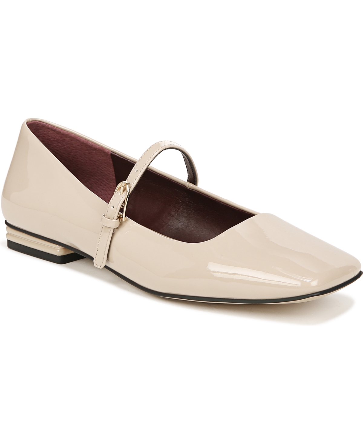 Shop Franco Sarto Women's Tinsley Square Toe Mary Jane Flats In Beige Faux Patent