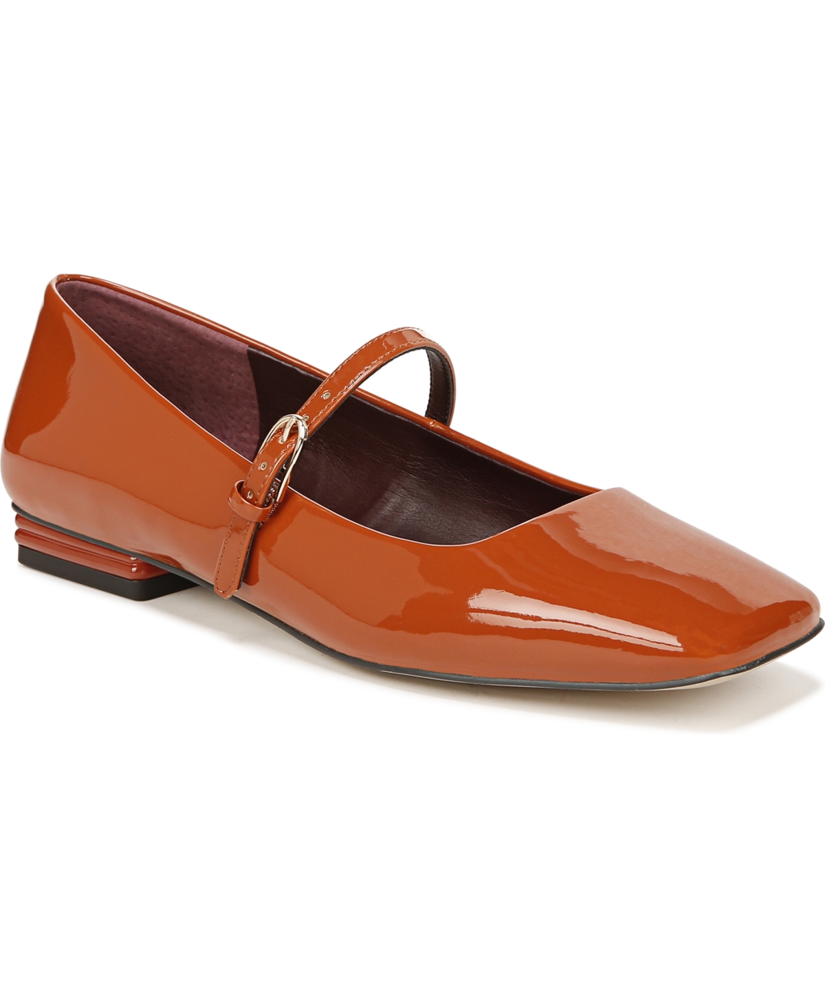 Franco Sarto Tinsley Square Toe Mary Jane Flat In Orange Faux Patent