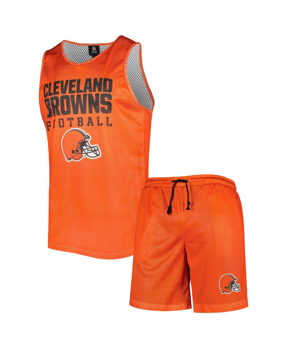 Foco Men's  Orange Cleveland Browns Colorblock Mesh Sleeveless Shirt And Shorts Set