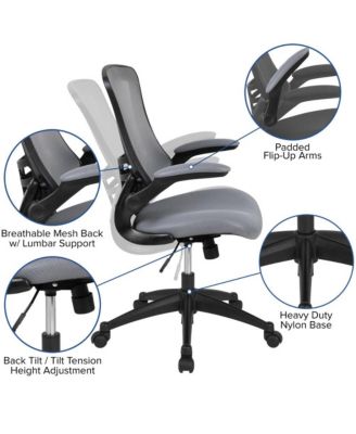 Mid-Back Mesh Swivel Ergonomic Task Office Chair With Flip-Up Arms