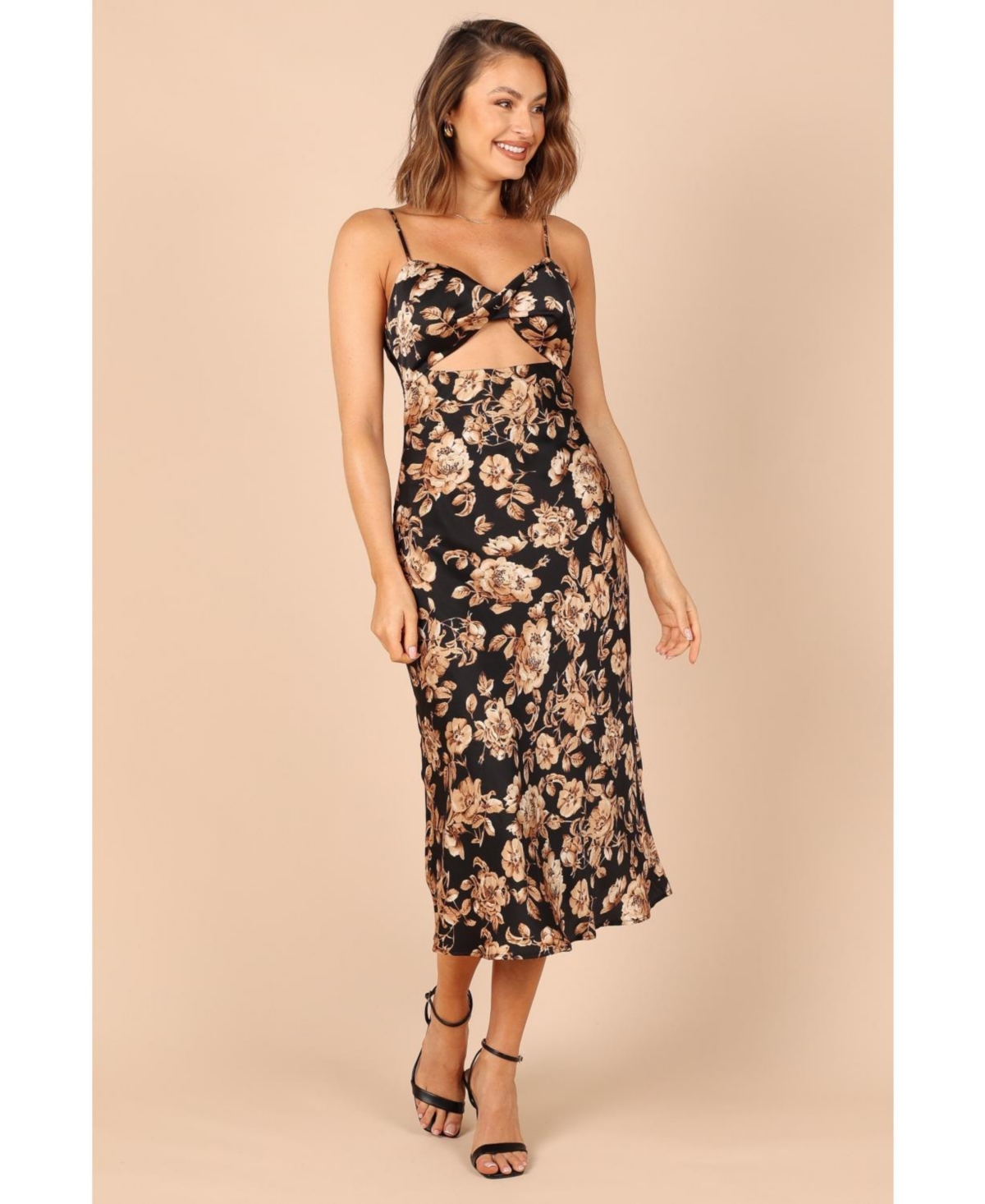 Shop Petal And Pup Women's Saga Cut Out Midi Dress In Black