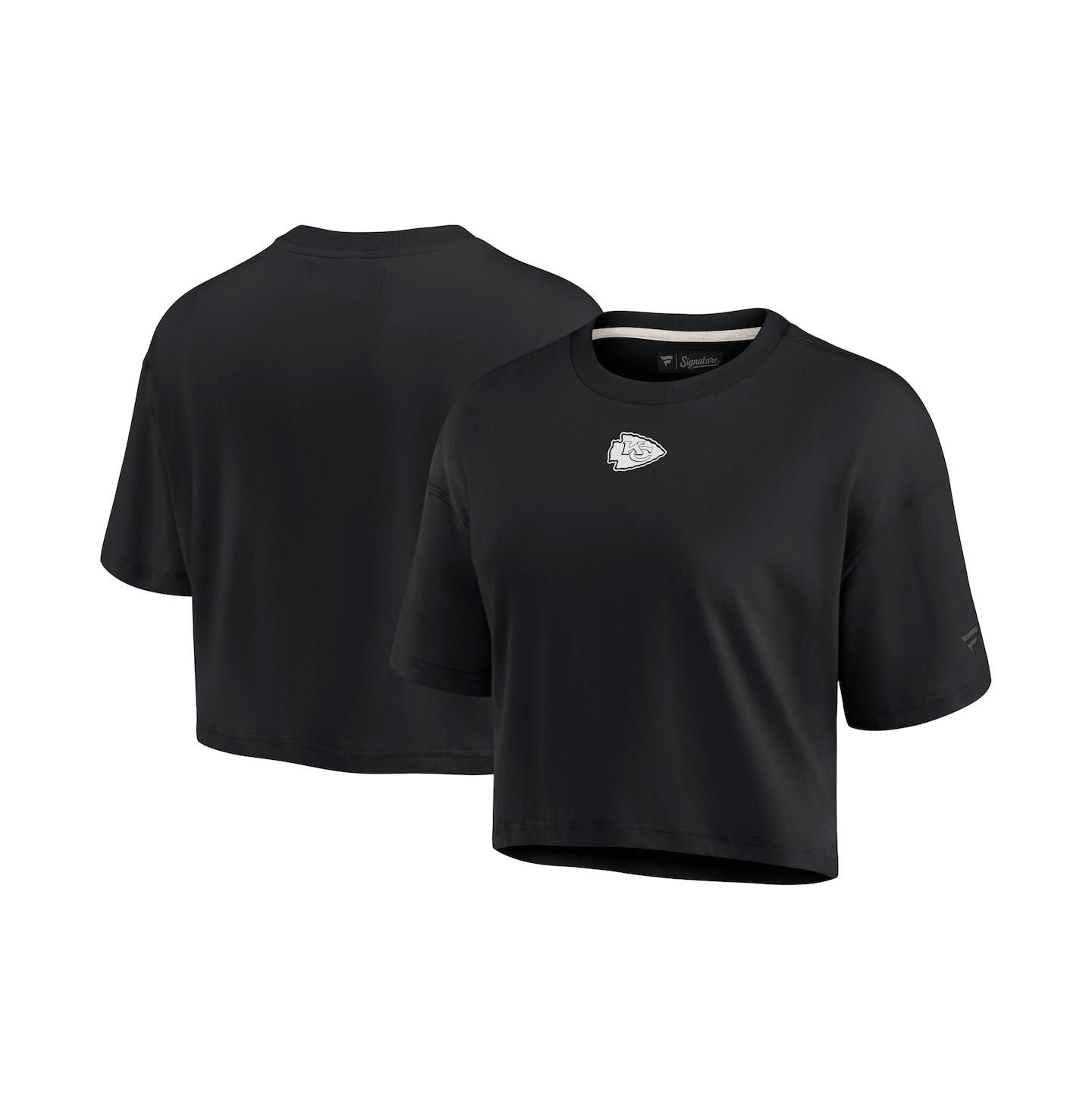 Женская футболка Fanatics Signature Black Kansas City Chiefs Super Soft Short Sleeve Cropped — фото 1