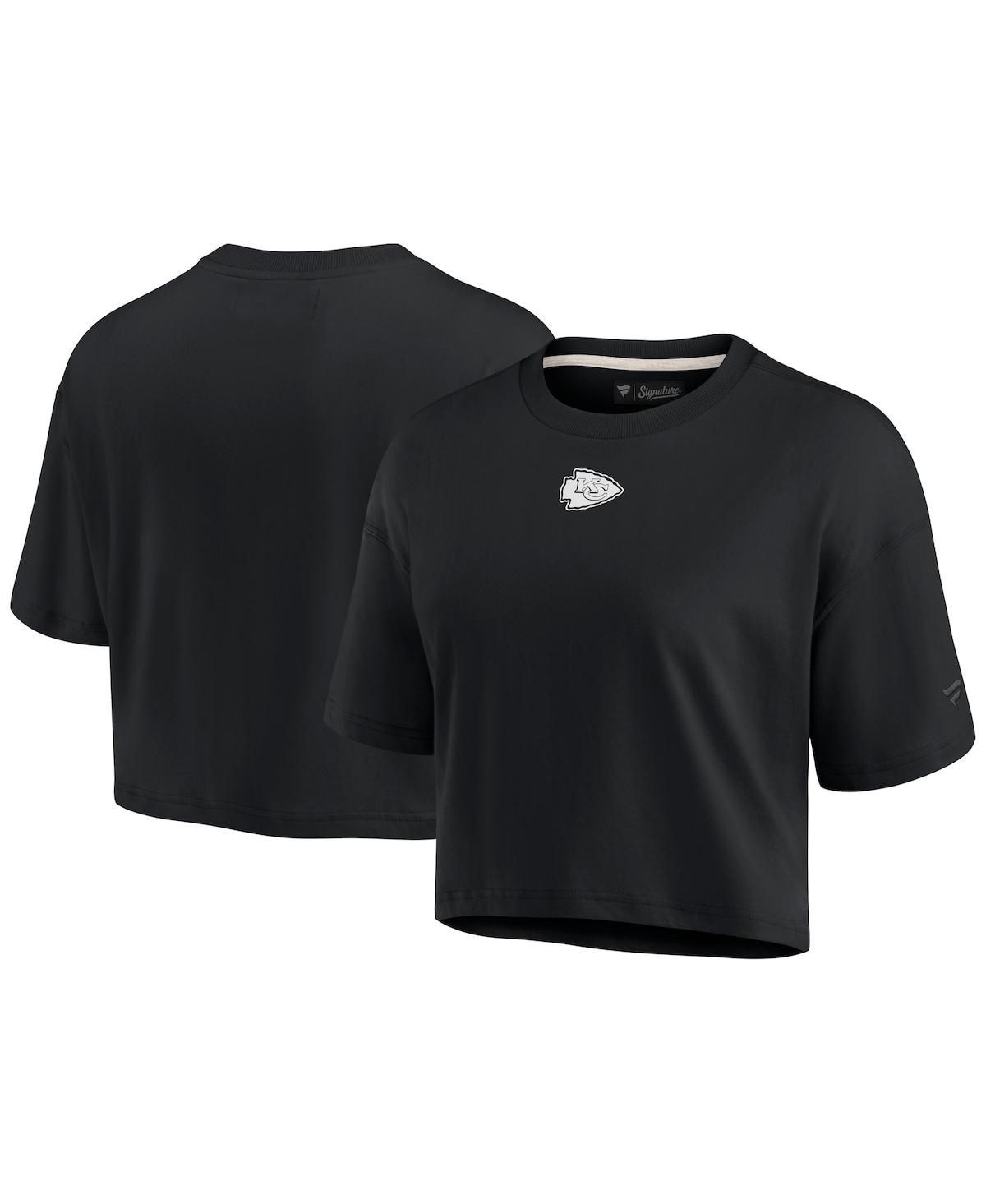 Fanatics Signature Women's  Black Kansas City Chiefs Super Soft Short Sleeve Cropped T-shirt