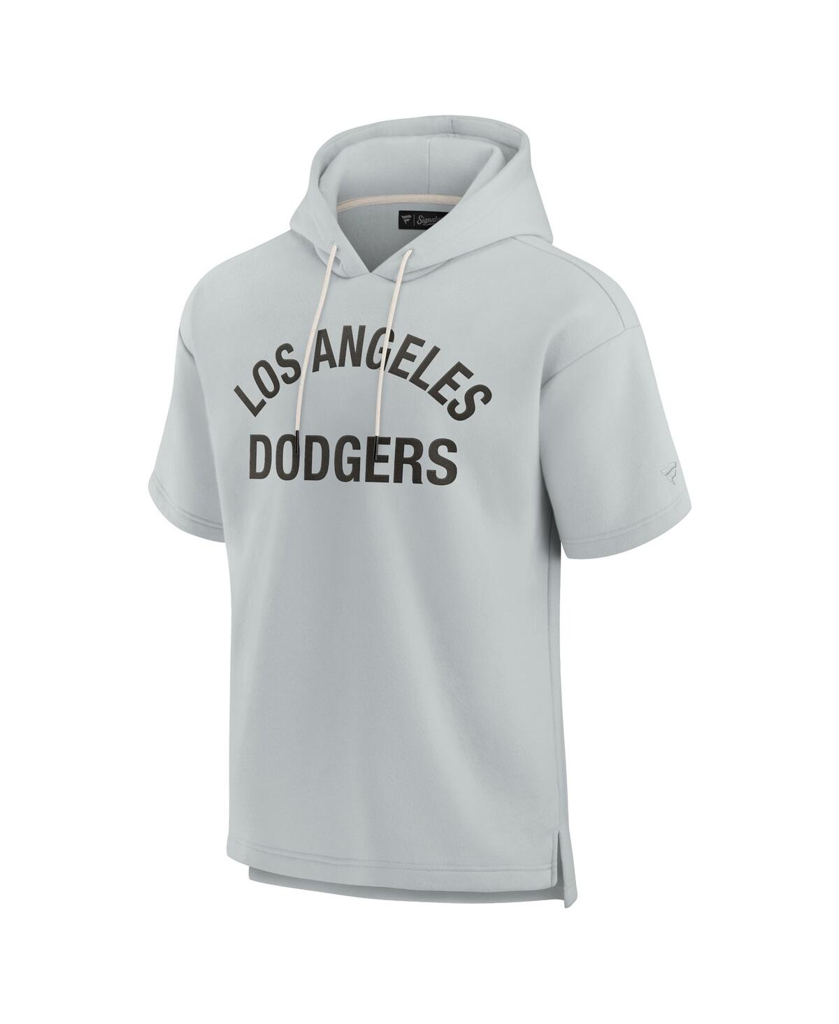 Shop Fanatics Signature Men's And Women's  Gray Los Angeles Dodgers Super Soft Fleece Short Sleeve Hoodie