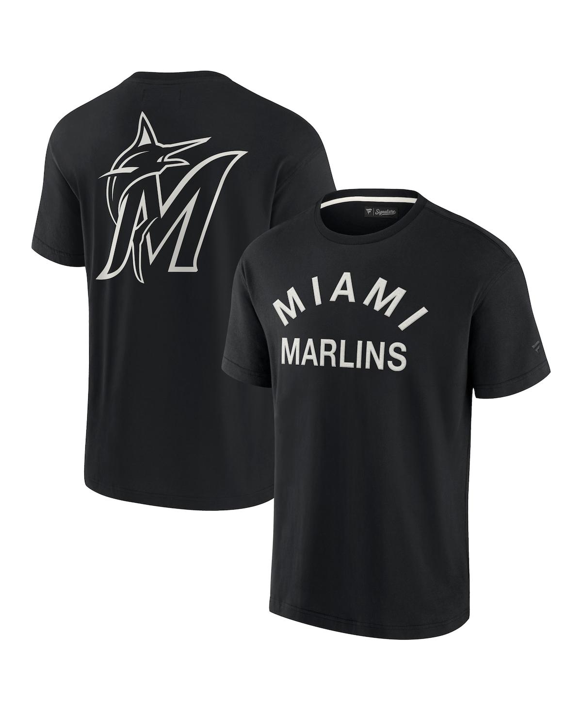 Fanatics Signature Men's And Women's  Black Miami Marlins Super Soft Short Sleeve T-shirt In Black