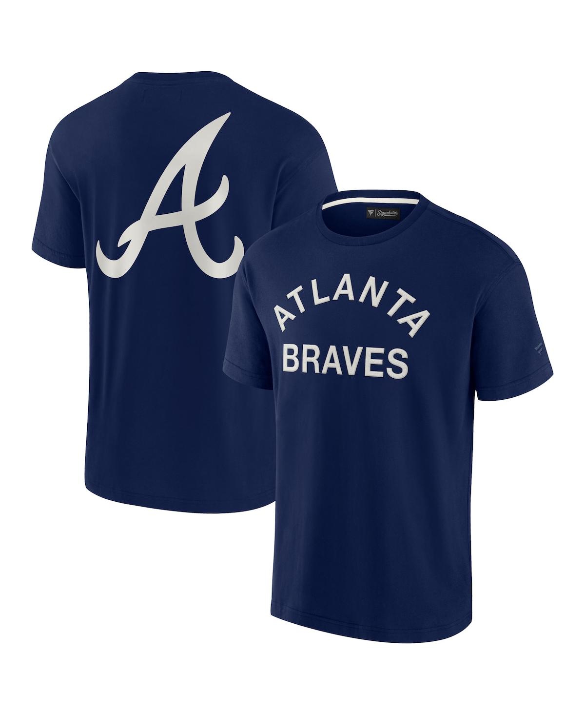 Fanatics Signature Men's And Women's  Navy Atlanta Braves Super Soft Short Sleeve T-shirt
