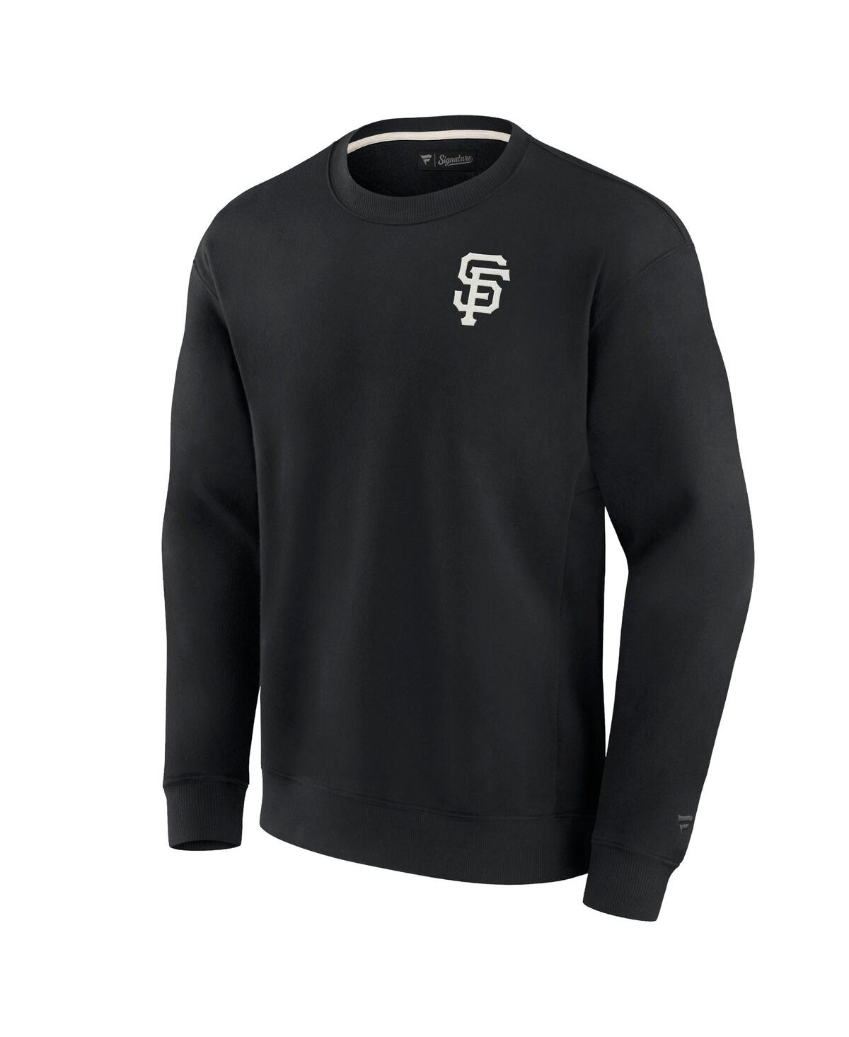 Shop Fanatics Signature Men's And Women's  Black San Francisco Giants Super Soft Pullover Crew Sweatshirt