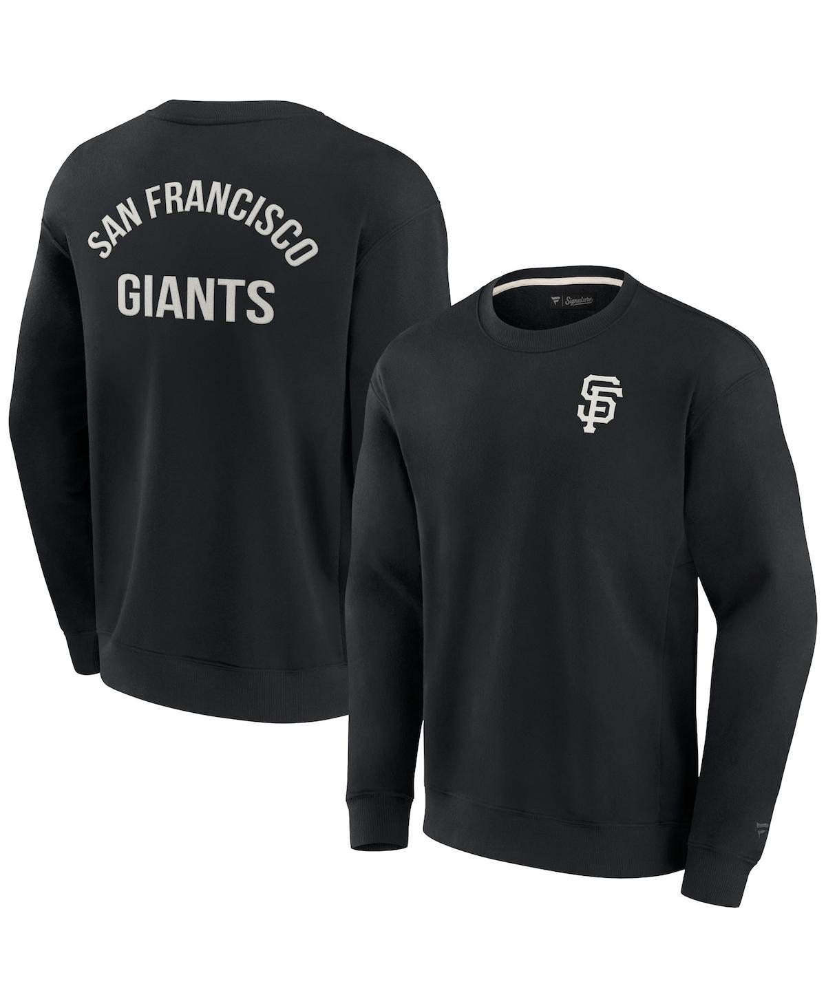 Men's and Women's Fanatics Signature Black San Francisco Giants Super Soft Pullover Crew Sweatshirt - Black