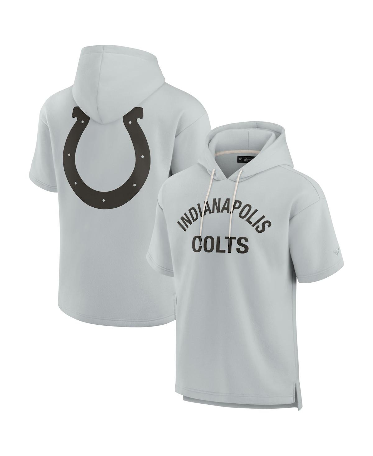 Fanatics Signature Men's And Women's  Gray Indianapolis Colts Super Soft Fleece Short Sleeve Hoodie