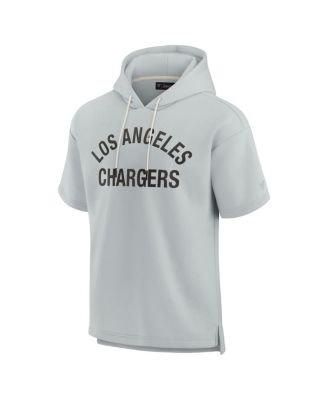 Men's and Women's Gray Los Angeles Chargers Super Soft Fleece Short Sleeve Hoodie
