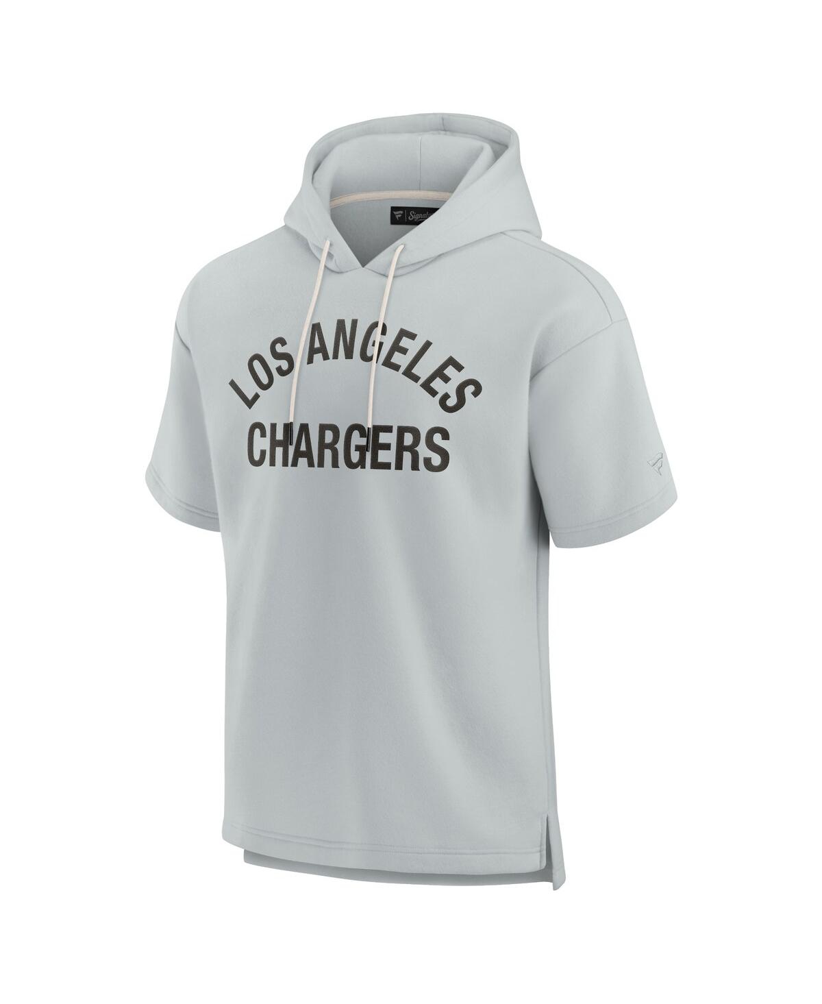 Shop Fanatics Signature Men's And Women's  Gray Los Angeles Chargers Super Soft Fleece Short Sleeve Hoodie