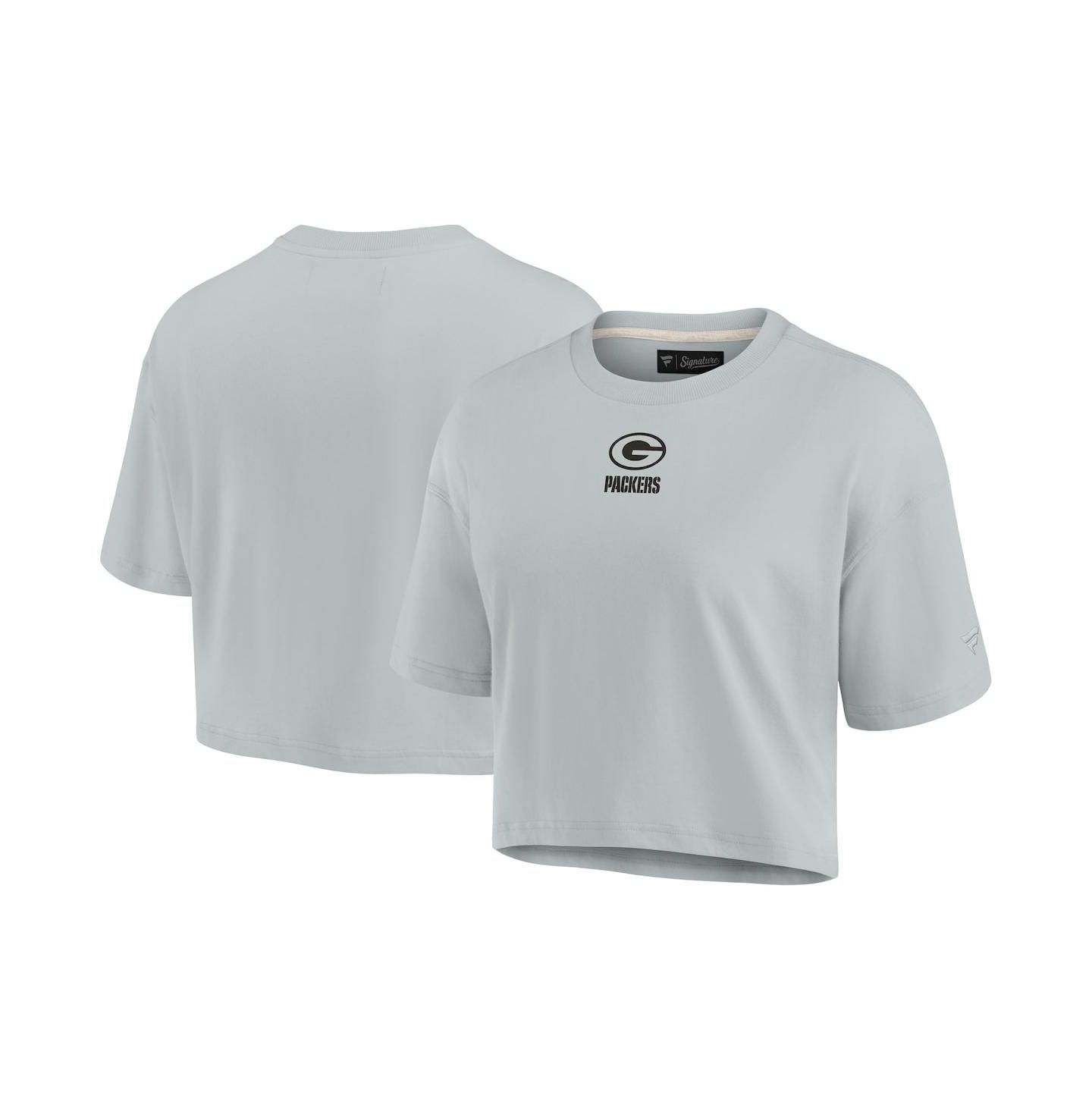 Женская футболка Fanatics Signature Gray Green Bay Packers Super Soft Short Sleeve Cropped — фото 1