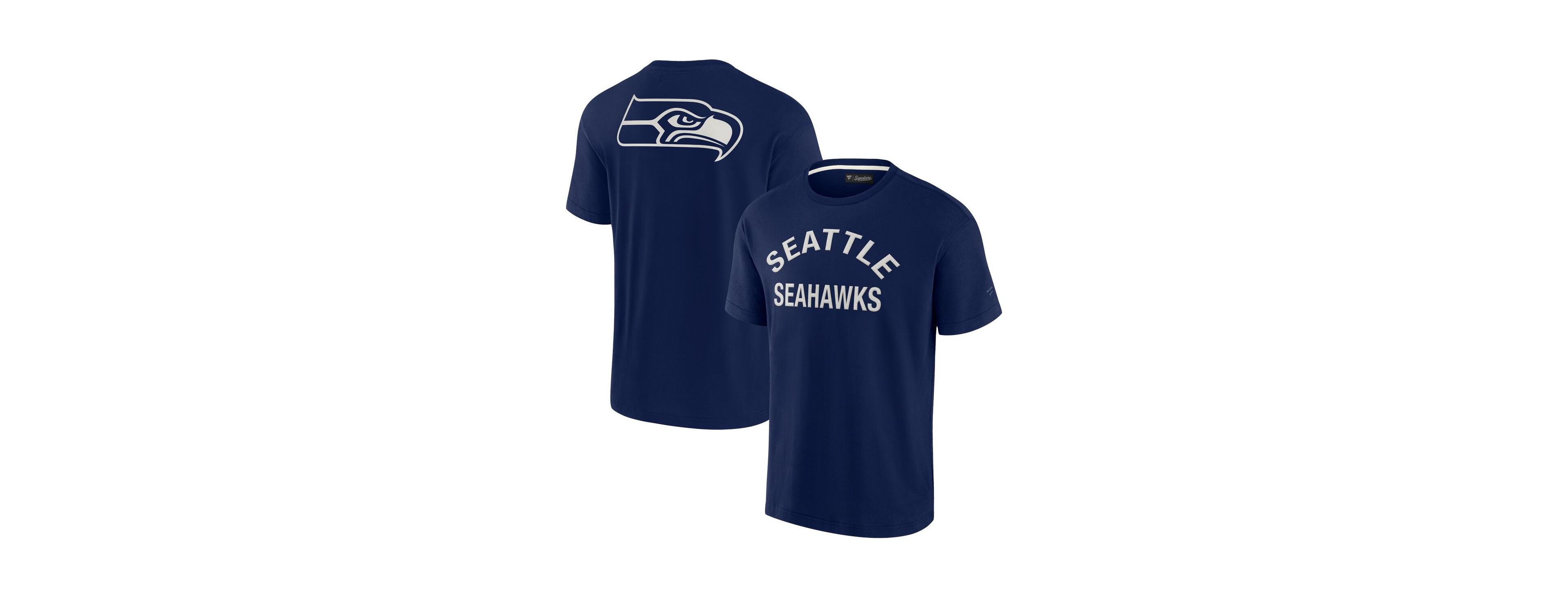 Men's and Women's Fanatics Signature Navy College Seattle Seahawks Super Soft Short Sleeve T-shirt