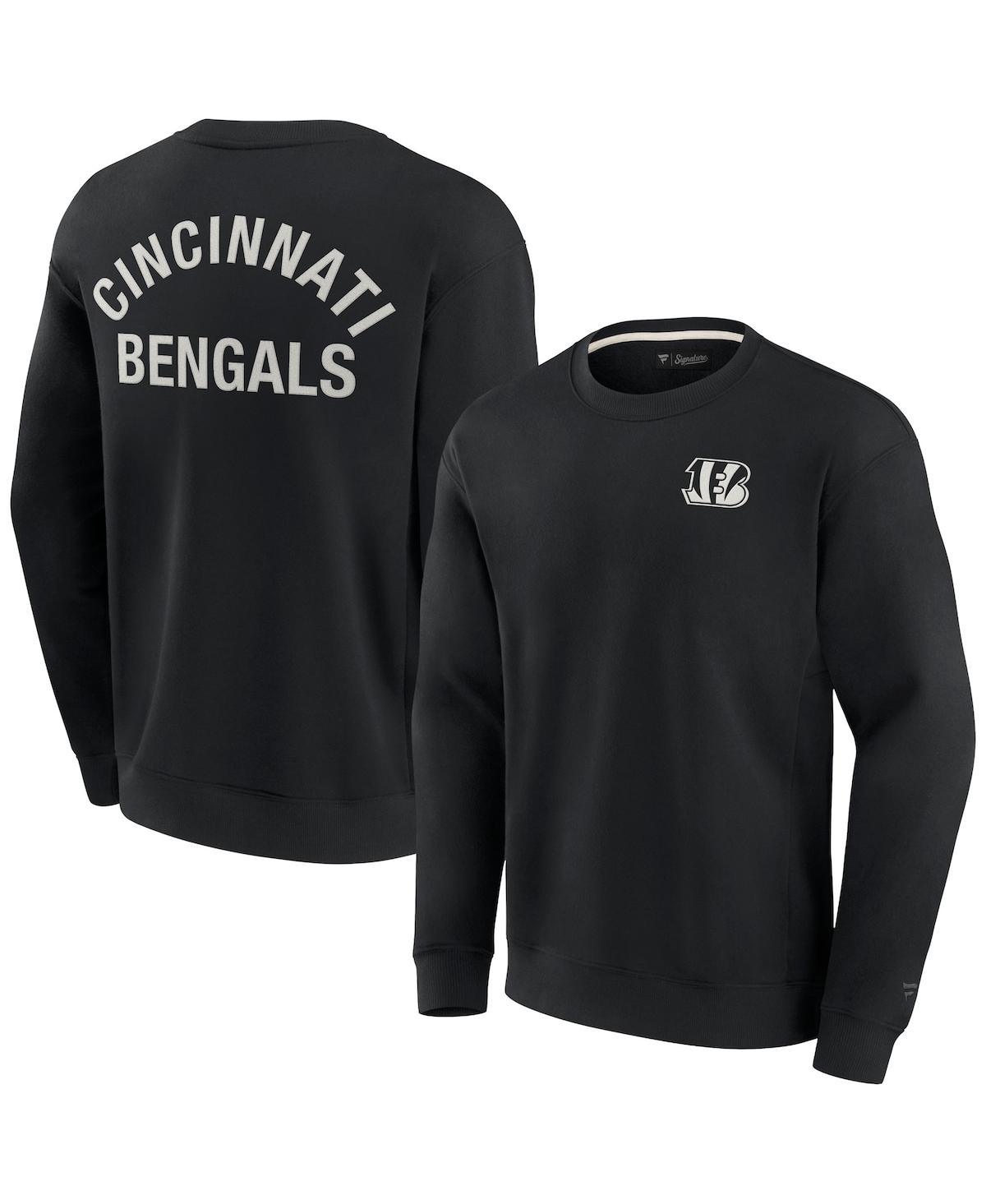 Men's and Women's Fanatics Signature Black Cincinnati Bengals Super Soft Pullover Crew Sweatshirt