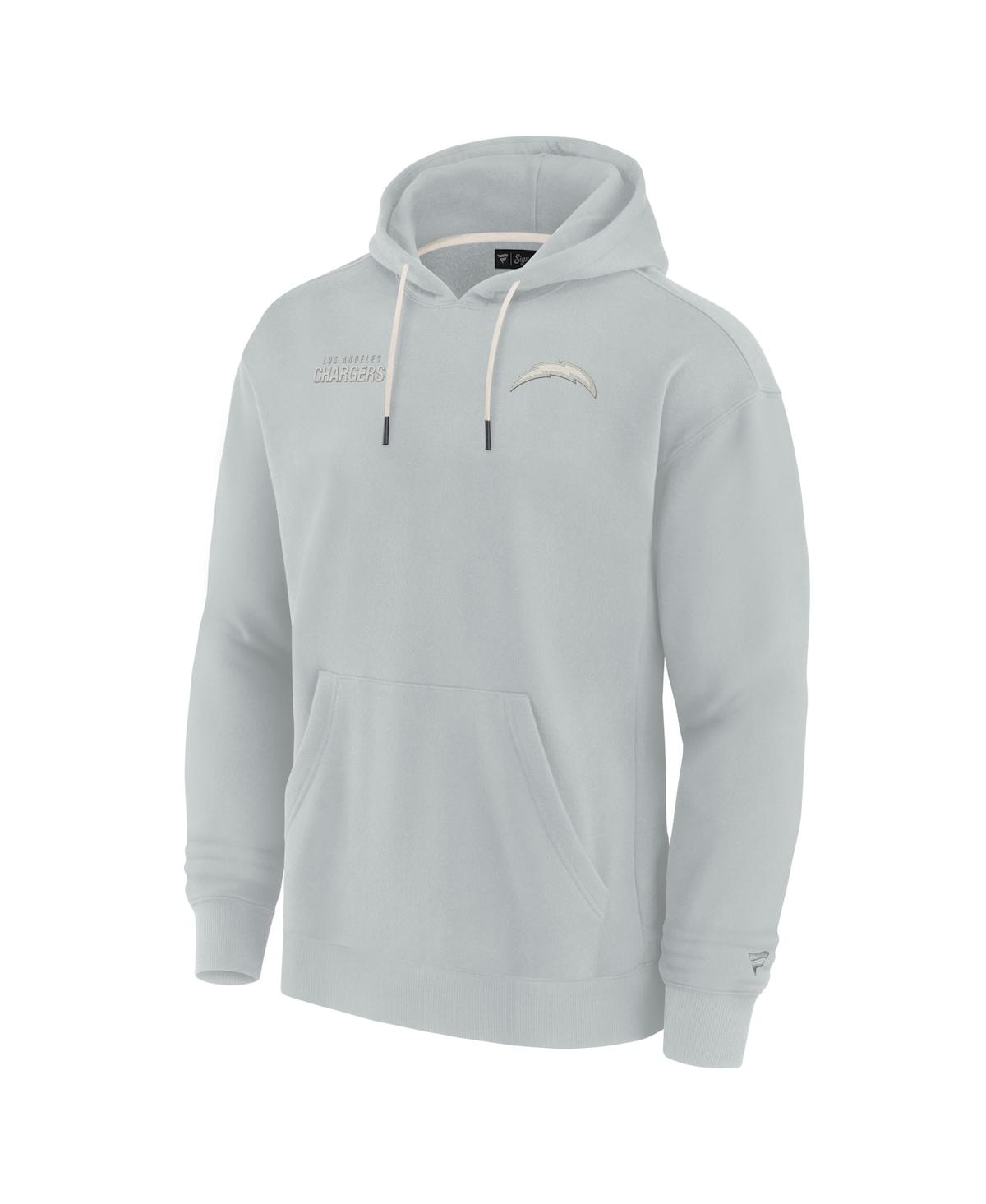Shop Fanatics Signature Men's And Women's  Gray Los Angeles Chargers Super Soft Fleece Pullover Hoodie