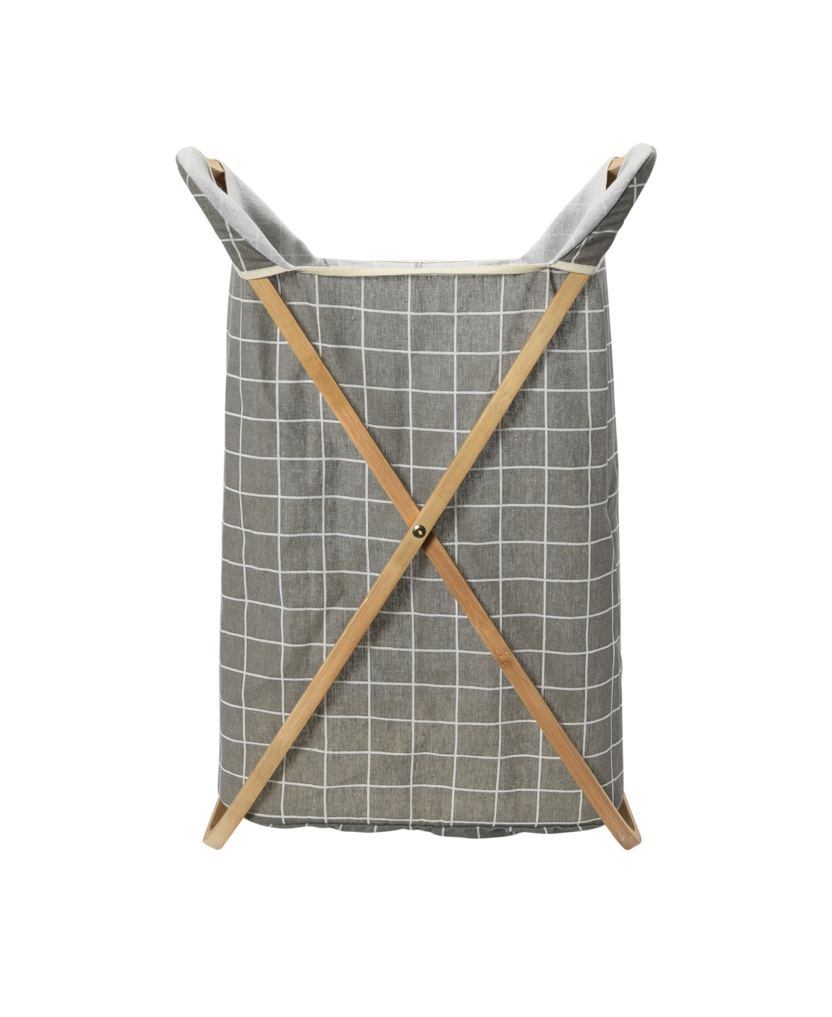 Shop Household Essentials Bamboo X Frame Hamper, Grid In Gray