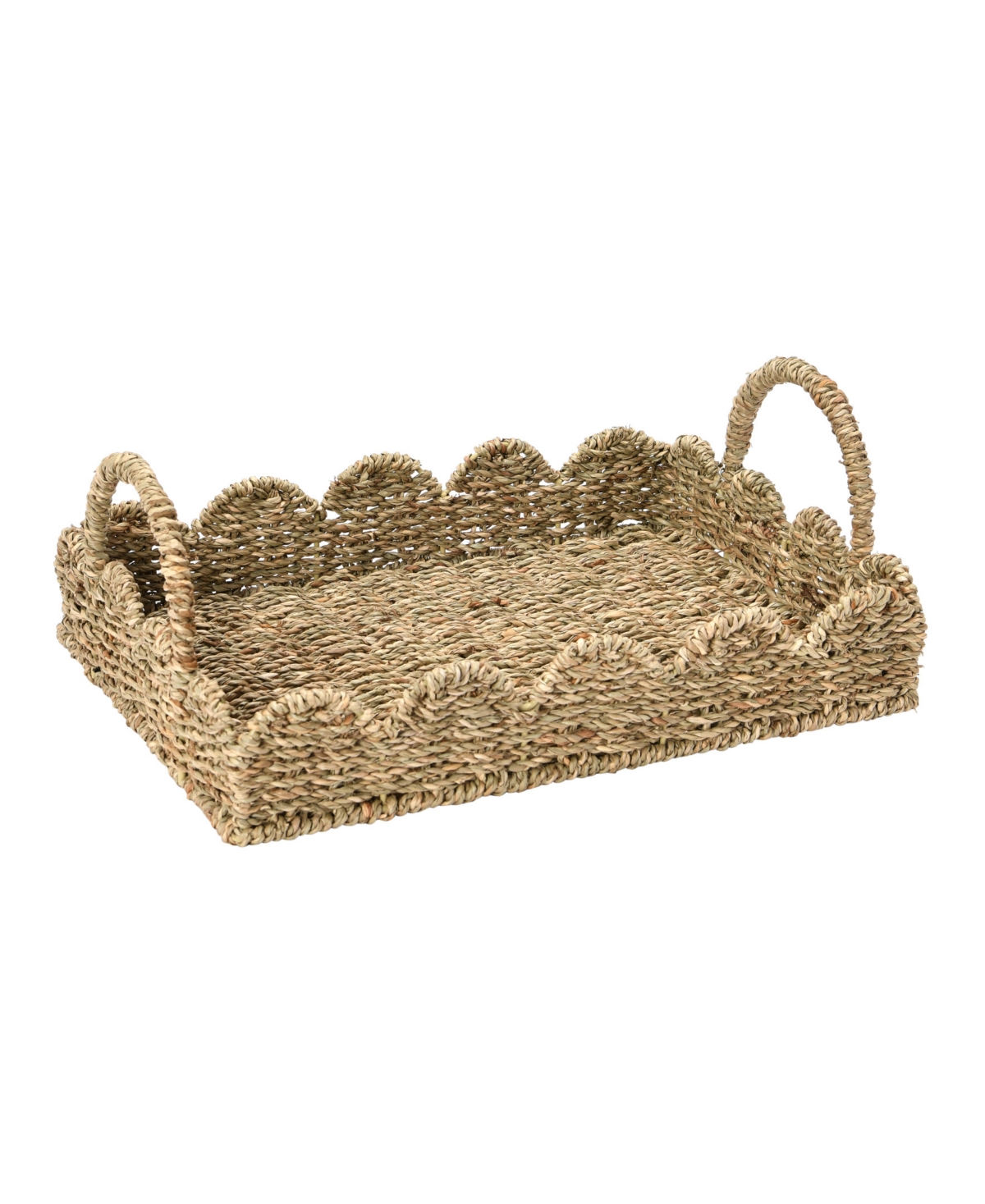 Household Essentials Seagrass Scallop Edge Tray In Natural