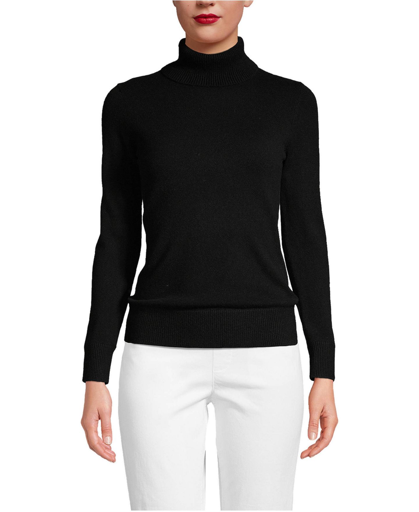 Женский свитер Lands' End Cashmere Turtleneck, цвет: Чёрный — фото 1