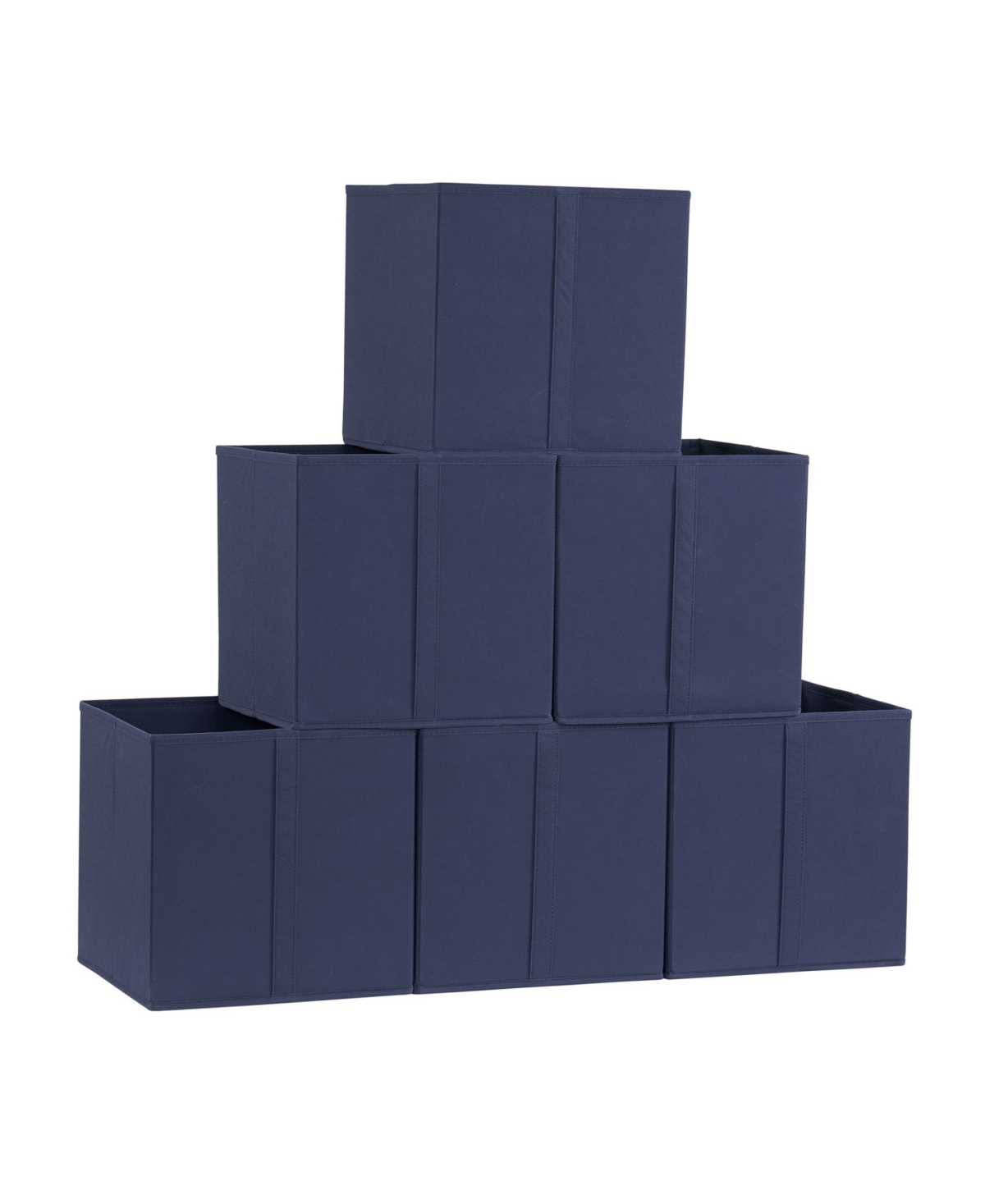 Household Essentials 6 Piece Bin Set, Navy Vertical Pull In Blue