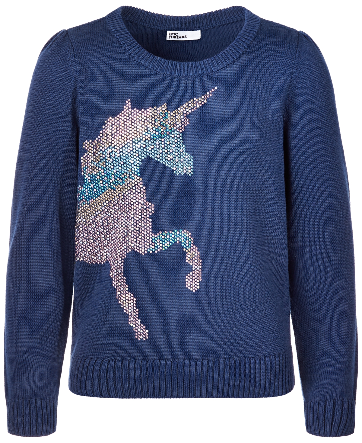 Shop Epic Threads Big Girls Unicorn Pullover Sweater, Created For Macy's In Navy Sea