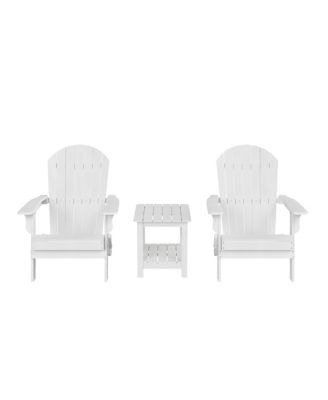 3-Piece Outdoor Folding Adirondack Chair with Side Table Set