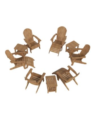 12-Piece Outdoor Adirondack Chair with Ottoman and Side Table Set