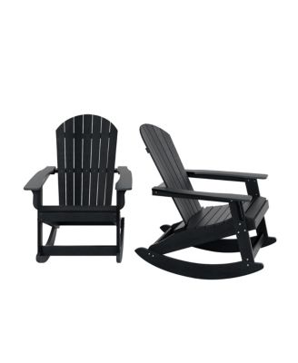 2-Piece Outdoor Patio All-weather Adirondack Rocking Chair Set