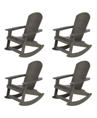 4-Piece Outdoor Patio All-weather Adirondack Rocking Chair Set