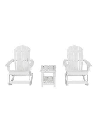 3-Piece Outdoor Patio Adirondack Rocking Chair with Side Table Set