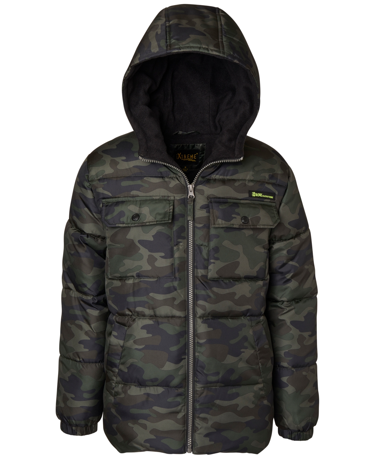 Wippette Ixtreme Big Boys Camo-print Hooded Puffer Jacket In Olive