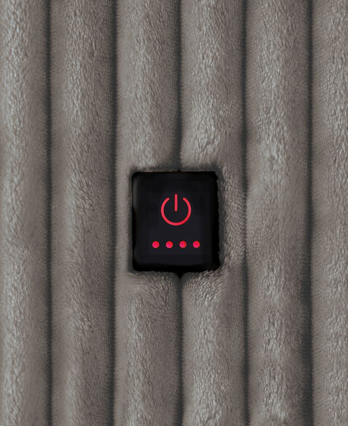 Brookstone Ribbed Faux Fur Heated Throw, 50" x 60" Macy's