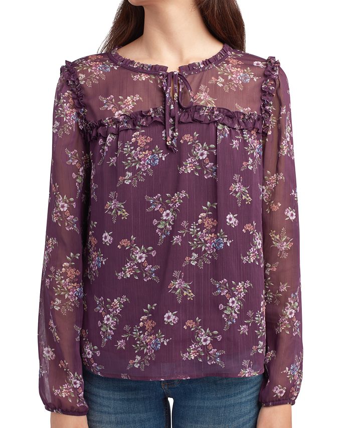 BCX Juniors' Ruffled-Yoke Peasant Top - Macy's