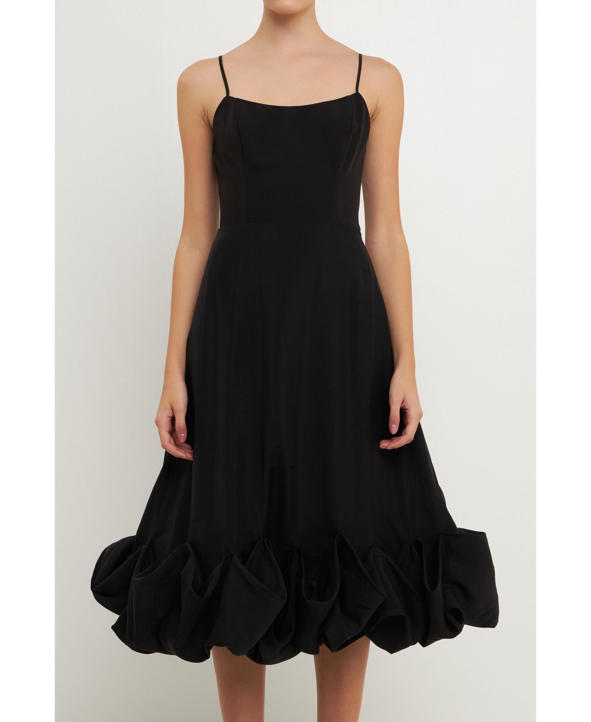 Women's Voluminous Cami Midi Dress - Black