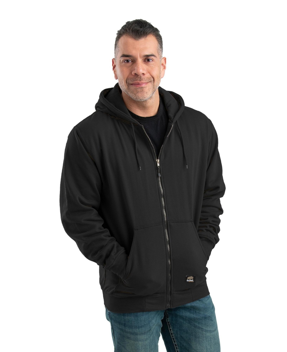 Berne Men s Big Tall Heritage Thermal Lined Full Zip Hooded Sweatshirt Navy Smart Closet