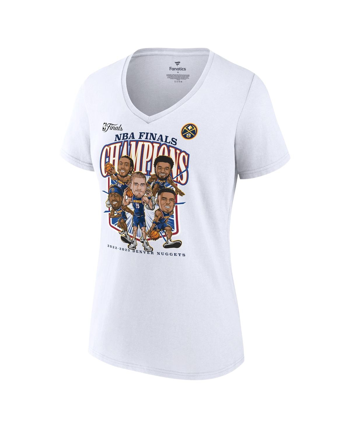 Women's FanaticsDenver Nuggets 2023 Nba Finals Champions Windmill Team Caricature V-Neck T-shirt - White