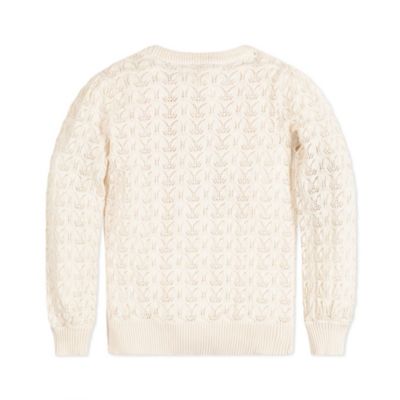 Baby Girls Long Balloon Sleeve Pointelle Pullover Sweater