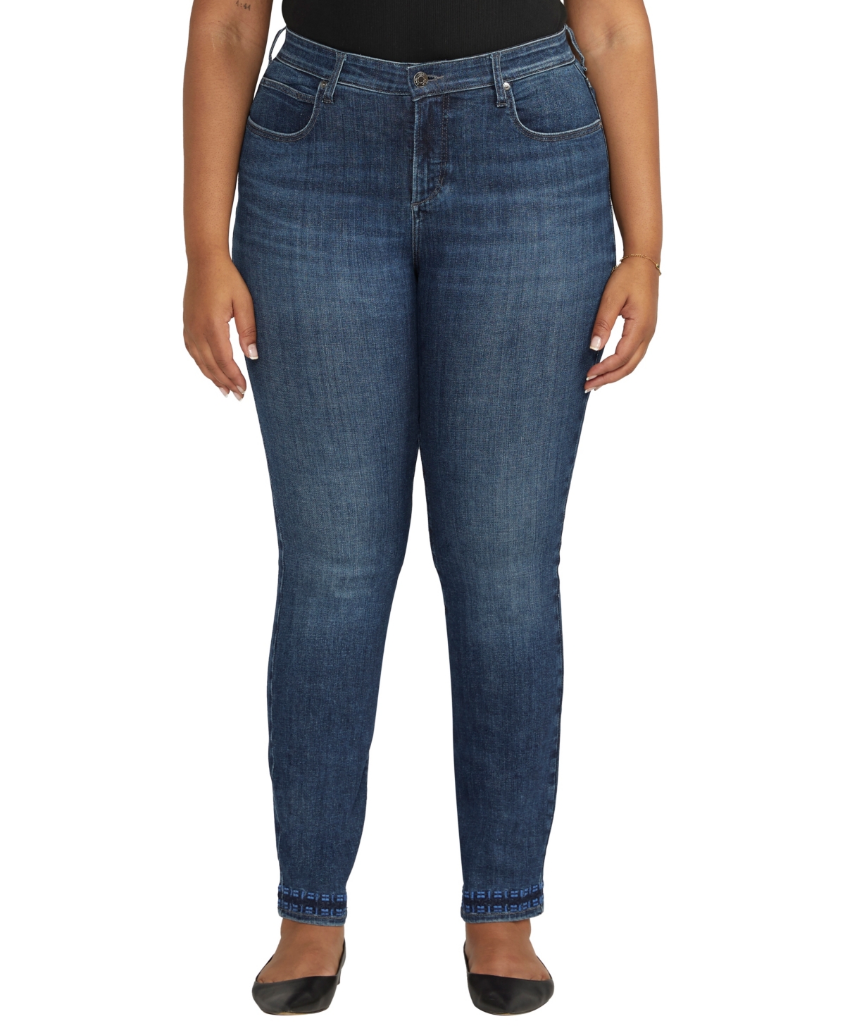 Jag Plus Size Ruby Mid Rise Straight Leg Jeans In Night Owl