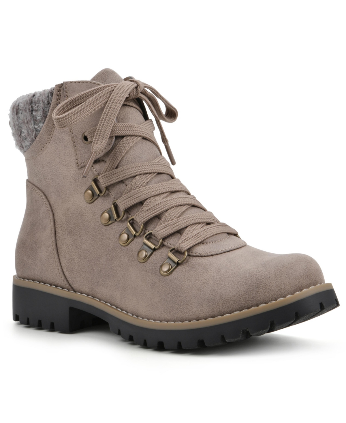 Women's Primed Lace-up Boot - Taupe, Fabric