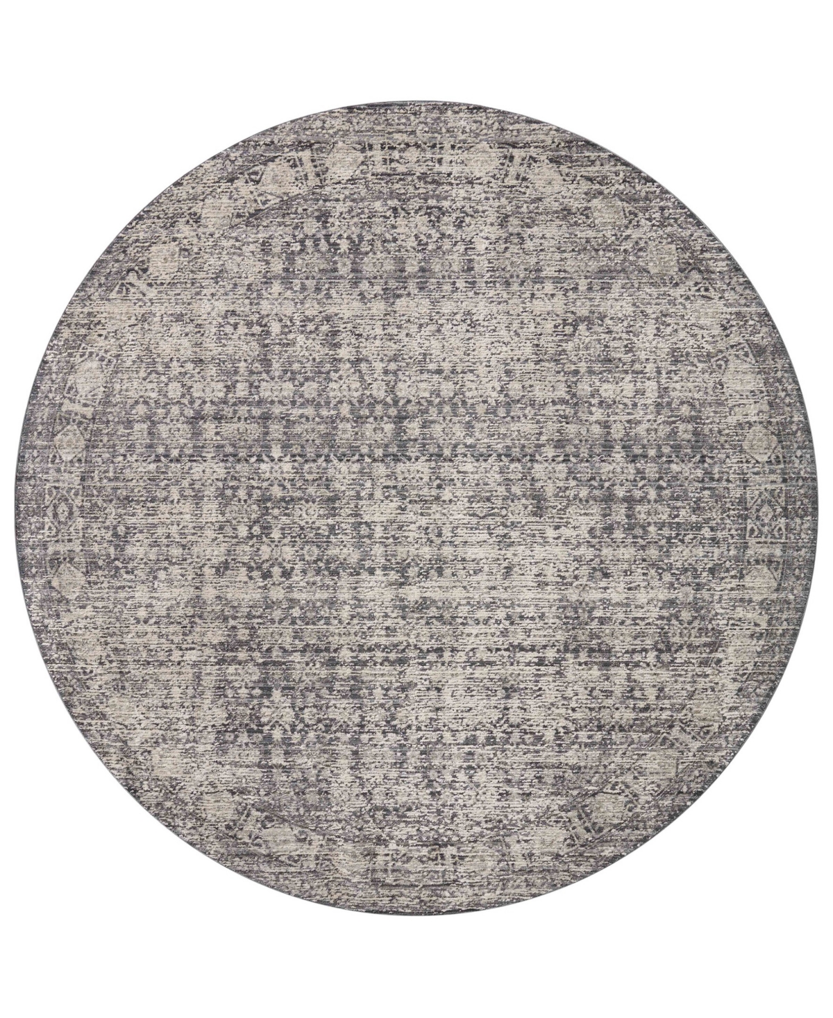 Amber Lewis X Loloi Alie Ale-03 5'3" X 5'3" Round Area Rug In Charcoal