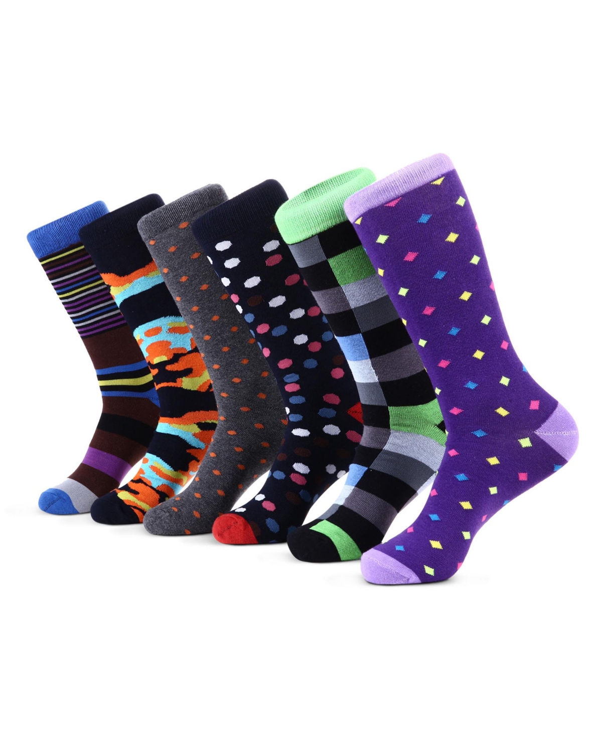 Men's Bold Designer Dress Socks 6 Pack - Dark Purple