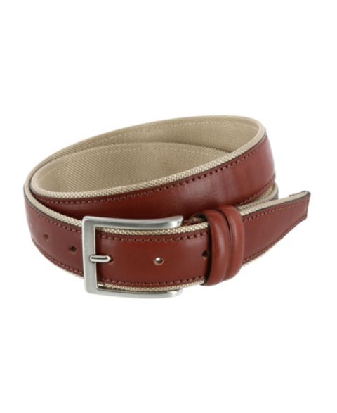 Мужской ремень TRAFALGAR The Back Nine 35mm Full Grain Leather with Nylon Lining Golf Belt, цвет: Коньячный / Светло-коричневый