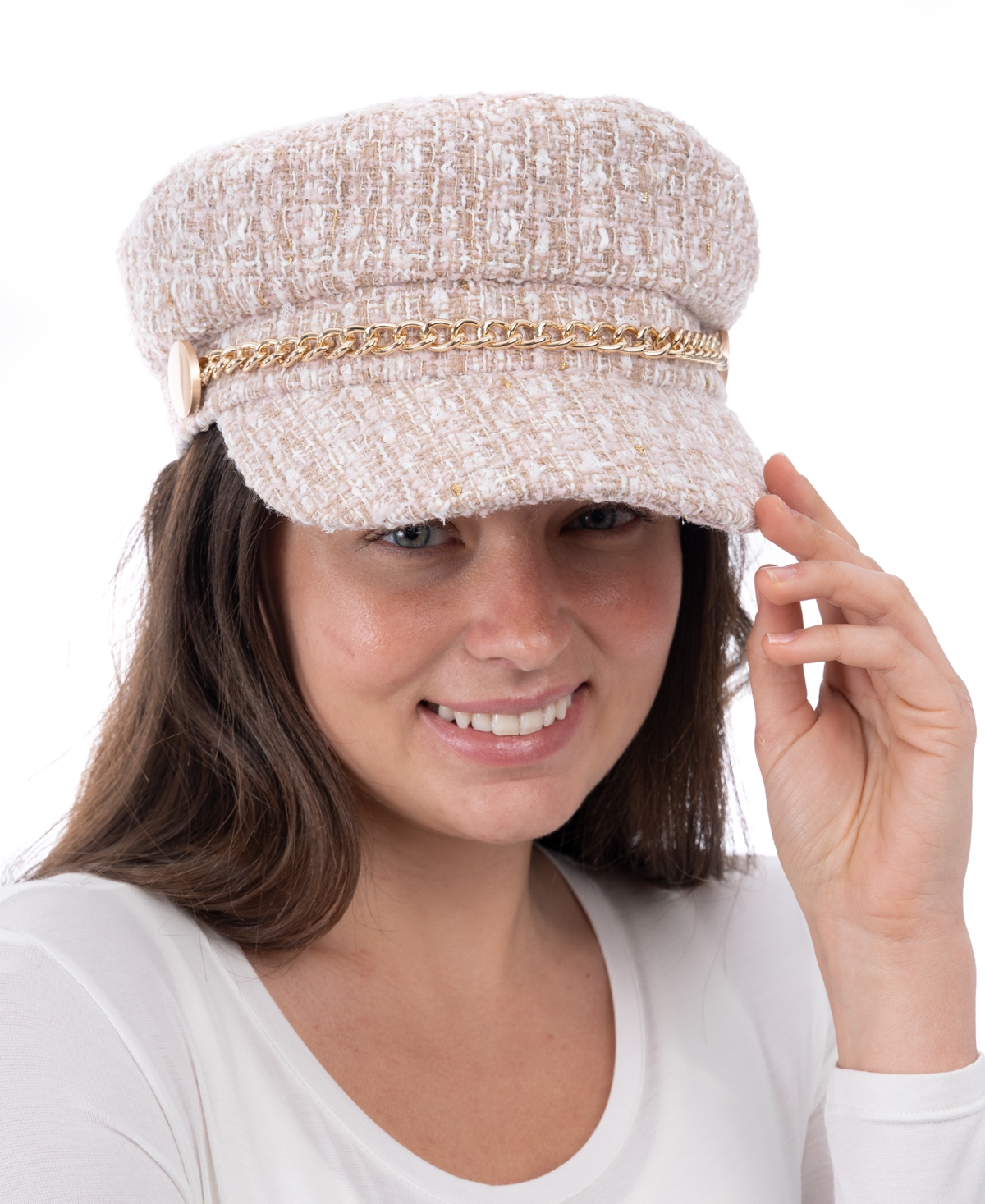 I.n.c. International Concepts Women's Chain Boucle Conductor Cap, Created for Macy's