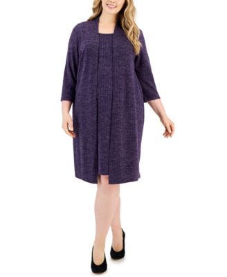 Connected - Plus Size Round-Neck Jersey Jacket & Dress