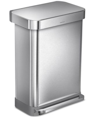 55 Liter Rectangular Kitchen Trash Can with Liner Pocket