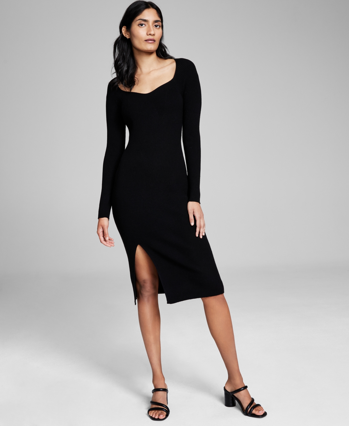 And Now This Women's Sweetheart-neck Sweater Dress In Black