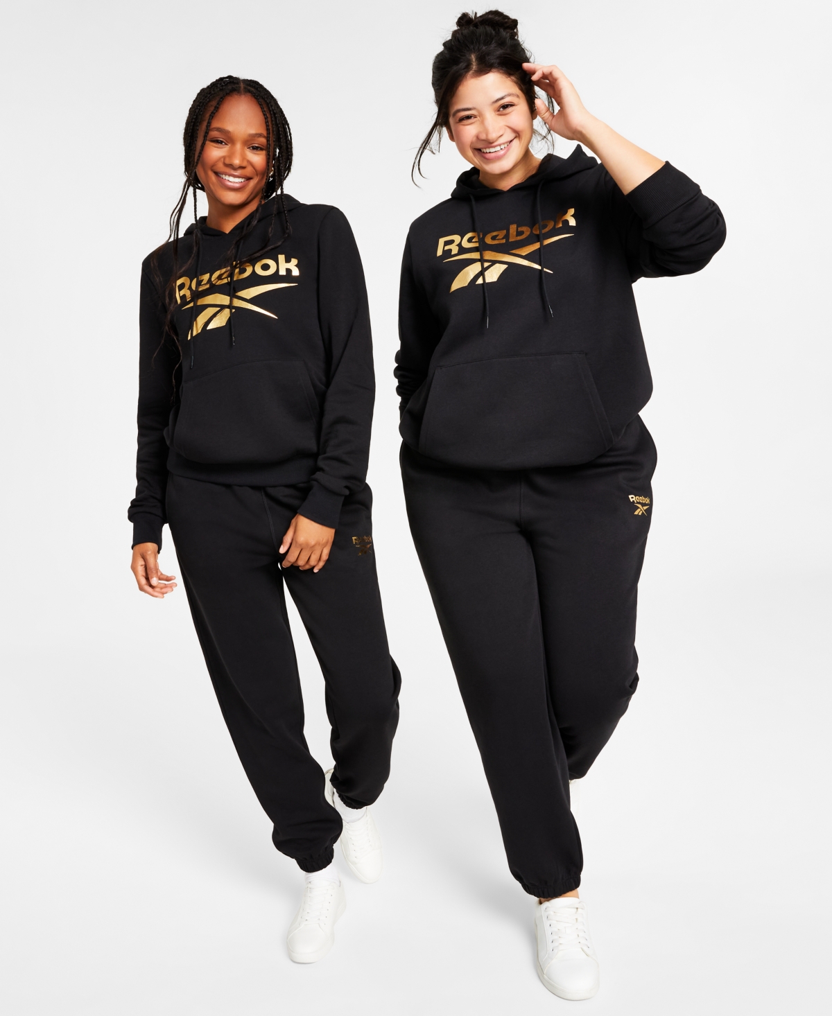 Reebok Women's Metallic Foil Logo Pullover Fleece Hoodie, A Macy's Exclusive