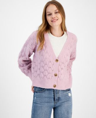And Now This - Women's Leaf-Stitch Cardigan Sweater